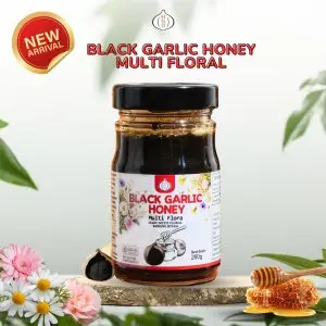 Black Garlic Honey Multi Flora 260g | Madu Multifloral + Black Garlic HSD